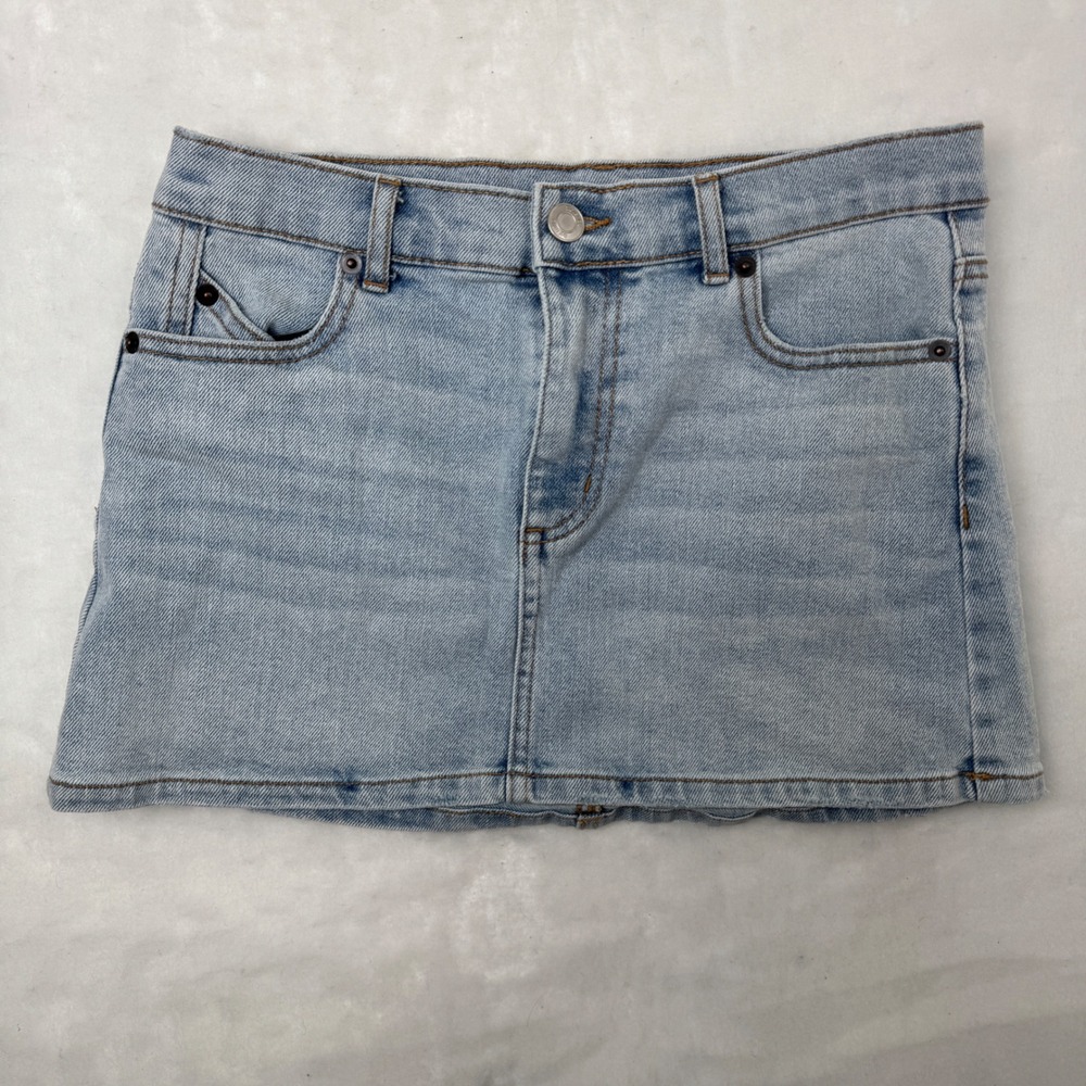 Florence by Mills Denim Mini Skirt Size 4 Light Wash Y2K Aesthetic Women